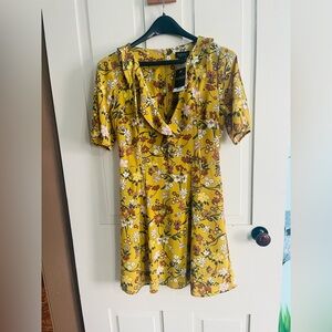 Topshop Yellow Floral Mini Dress